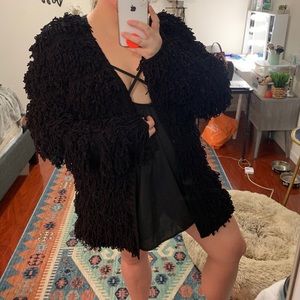 Black shaggy duster/cardigan